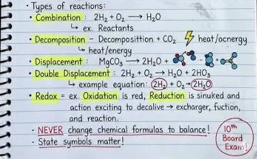 A photo of chemistry notes written by hand on paper, including the formula.